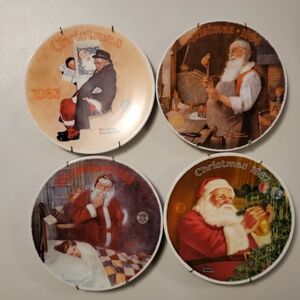 Four Norman Rockwell Plates Christmas 1983, 1984, 1986 & 1987